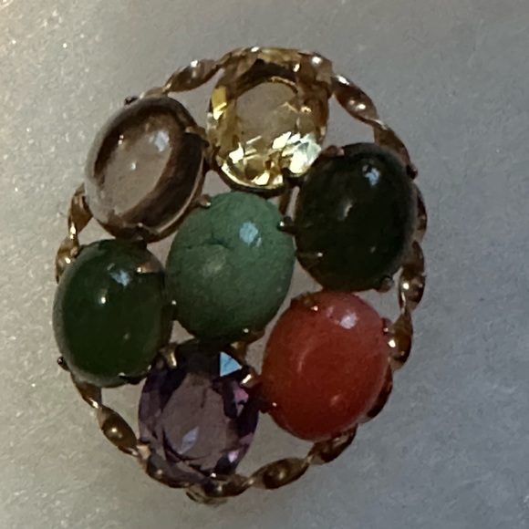 Vintage 12K multi gem brooch - Picture 3 of 4